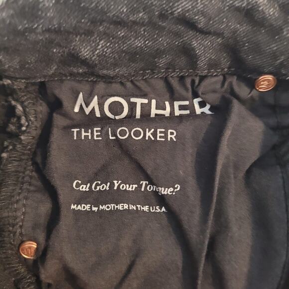 Mother The Looker Jeans Womens 24 Black Dark Wash Cat Got Your Tongue Denim - Picture 10 of 14